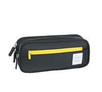 JUSHZ Trousse Scolaire Fille Trousse Compartiments Scolaire Garcon Collège Plumier Stitch Noire Grande Capacité Couche Double Multifonction étudiant (Black,204x90x78mm)
