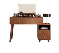 JUSKAQZYI commodes Coiffeuse avec Miroir et éclairage, Table de Maquillage en Noyer avec tiroirs et Armoire for Chambre, Dressing Coiffeuse(2 Drawers)