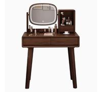 JUSKAQZYI commodes Coiffeuse en Bois Massif avec Miroir, Petite Coiffeuse avec 3 tiroirs for Chambre à Coucher, en Noyer, 80 x 40 x 135 cm Coiffeuse(Walnut)