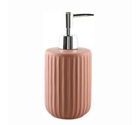 JUSKAQZYI Dispenser de Savon Liquide Distributeur de Savon for Salle de Bain et Cuisine, en céramique de Style Ferme Moderne à Rayures, Pompe en Acier Inoxydable Doseur de Savon Liquide(Brown)