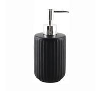 JUSKAQZYI Dispenser de Savon Liquide Distributeur de Savon for Salle de Bain et Cuisine, en céramique de Style Ferme Moderne à Rayures, Pompe en Acier Inoxydable Doseur de Savon Liquide(Svart)