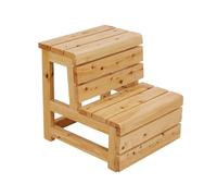 JUSKAQZYI echelle Tabouret d'escalier à Deux étages, Chaise échelle en Bois épais, adapté à la Salle de Bain, au Bureau, à la Chambre à Coucher, à la Cuisine échelle Pliante(Cypress Wood)