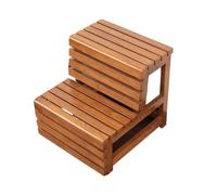 JUSKAQZYI echelle Tabouret d'escalier à Deux étages, Chaise échelle en Bois épais, adapté à la Salle de Bain, au Bureau, à la Chambre à Coucher, à la Cuisine échelle Pliante(Chestnut Wood)