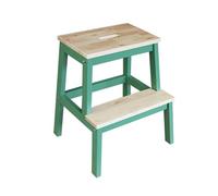 JUSKAQZYI escabeau Tabouret d'escalier en Bois Massif, échelle d'escalade intérieure, Banc à Langer à Double Couche for escalier Haut et Bas, for Usage Domestique escalera(Green+Wood)