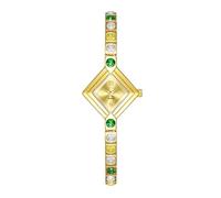 JUSKAQZYI étanche Montre Montre à Quartz exquise, Bracelet de Luxe léger, Montre décontractée Verte printanière, Cadran carré, Cadeau Tendance for Femme Cadeau Montre(Gold)