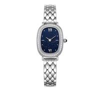 JUSKAQZYI étanche Montre Montre à Quartz Ovale exquise avec Incrustation de Diamants et Bracelet en Acier diamanté, étanche, idéale comme Cadeau for Les Femmes Cadeau Montre(Starry Blue)
