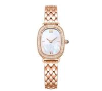 JUSKAQZYI étanche Montre Montre à Quartz Ovale exquise avec Incrustation de Diamants et Bracelet en Acier diamanté, étanche, idéale comme Cadeau for Les Femmes Cadeau Montre(Pearl Shell)