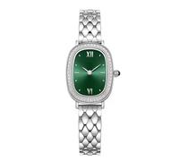 JUSKAQZYI étanche Montre Montre à Quartz Ovale exquise avec Incrustation de Diamants et Bracelet en Acier diamanté, étanche, idéale comme Cadeau for Les Femmes Cadeau Montre(Peacock Green)