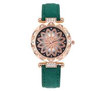 JUSKAQZYI Montre-Bracelet à Quartz décontractée for Femme avec Bracelet en Cuir. Les Montres décontractées de Tous Les Jours sont Un Cadeau à la Mode for Les Femmes.(Groen)