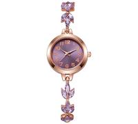 JUSKAQZYI Montre-Bracelet de Luxe à Quartz for Femme, Style décontracté, avec Motif trèfle, idéale for s'agencer à Une Robe.(Lila)