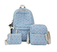JUSKAQZYI sac a dos Ensemble De Sacs À Dos À Nœud En Trois Pièces, Cartable En Coton For Étudiant, Grande Capacité, Joli Sac, Parfait For Les Voyages scolaire(Blauw,Bring a doll)