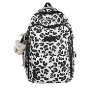 JUSKAQZYI sac a dos Sac À Dos Imprimé Léopard Vache For Collégiens Et Lycéens, Léger Et De Grande Capacité, Adapté Aux Adolescents, Filles Et Garçons scolaire(Svart)