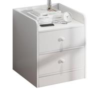JUSKAQZYI Table de Chevet Blanche, Petite Armoire de Rangement, Moderne et Simple, idéale for Une Chambre, Un Salon, Un Balcon ou Une Salle d'étude.(Two Drawers B 40cm)