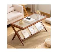 JUSKAQZYI Table de Salon Table Basse en Verre Changhong, Table d'appoint Minimaliste, idéale for Un Bureau, Un Salon, Une Chambre à Coucher ou Un Bureau, Trois Couleurs au Choix Ronde(Brown,100CM)