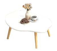 JUSKAQZYI Table de Salon Table Basse Flottante en Forme de Nuage, irrégulière avec Pieds en Bois, idéale for Le Salon, la Chambre ou Le dortoir Ronde(Wit,80cm)