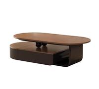 JUSKAQZYI Table de Salon Table Basse Ovale avec Rangement, tiroir et Porte coulissante, Petite Table d'appoint for Salon, Style bohème en Bois. Ronde