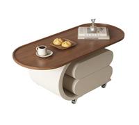 JUSKAQZYI Table de Salon Table Basse Ovale en Bois for Salon, avec Pieds au Design Unique, idéale for Un Bureau à Domicile. Ronde(Brown)