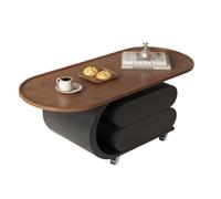 JUSKAQZYI Table de Salon Table Basse Ovale en Bois for Salon, avec Pieds au Design Unique, idéale for Un Bureau à Domicile. Ronde(Brown)