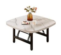 JUSKAQZYI Table de Salon Table Basse Pliante carrée, Table de Sol Moderne, Table de Baie vitrée, Convient for Chambre à Coucher, Salon, Bureau, Aucun Assemblage requis Ronde(Wit,70)
