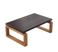 JUSKAQZYI Table de Salon Table Basse Portable, Table de Pique-Nique Basse en Bois, Table de Service for Le thé, Le goûter et Le Petit-déjeuner à Poser sur Le lit Ronde(110 * 55 * 30cm)
