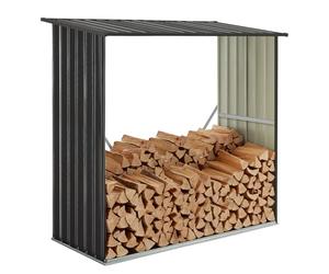 Juskys Abri à bois Enno pour chauffage - étagère en acier - abri en métal anthracite - étagère pour chauffage