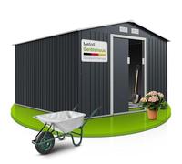 Juskys Abri à Outils en métal de 15m³ avec Toit en Pente, Porte coulissante et Fondation - 277×319×192cm - Abri de Jardin (Anthracite)(XXL)