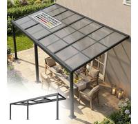 Juskys Abri de terrasse 6 x 3 m avec Toit Coulissant - Toit en Aluminium pour terrasse avec plaques à Double Nervure - abri résistant aux intempéries avec Protection UV - Gris