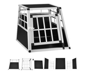 Juskys Alu Box de Transport pour Chiens M - 69x54x51 cm - Caisse de Transport pour Chiens Robuste et Facile à Entretenir, Porte grillagée verrouillable, Caisse de Voyage en Aluminium pour Chiens