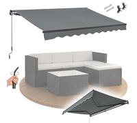 Juskys auvent 300 x 250 cm - ombrage terrasse et Balcon - banne avec manivelle et Support - Protection Solaire pour Balcon système articulé Gris
