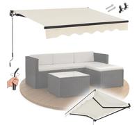 Juskys auvent 300 x 250 cm - ombrage terrasse et Balcon - banne avec manivelle et Support - Protection Solaire pour Balcon système articulé Beige