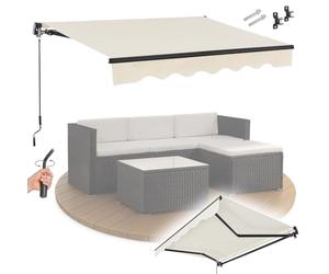 Juskys auvent 300 x 250 cm - ombrage terrasse et Balcon - banne avec manivelle et Support - Protection Solaire pour Balcon système articulé Beige