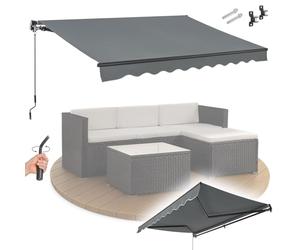 Juskys auvent 300 x 250 cm - ombrage terrasse et Balcon - banne avec manivelle et Support - Protection Solaire pour Balcon système articulé Gris