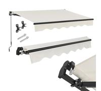 Juskys auvent 350 x 300 cm - ombrage terrasse et Balcon - banne avec manivelle et Support - Protection Solaire pour Balcon système articulé Beige