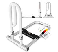 Juskys Barre d’Appui pour Lit - Poignée pour Aider à Se Lever - Réglable en Hauteur - Support en Acier avec Sangles - pour Sommier à Lattes - Blanc