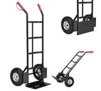 JUSKYS Basic Diable pliable 200 kg avec grandes roues pneumatiques et poignées en plastique Cadre en acier