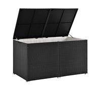 Juskys Boîte de rangement en polyrotin Ikaria avec couvercle à levage automatique & bâche intérieure - boîte à coussins 145 x 82 x 79 cm pour jardin - Noir