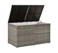 Juskys Boîte de rangement en polyrotin Ikaria - couvercle à relevage automatique & bâche intérieure - boîte coussin 145 x 82 x 79 cm pour jardin - gris chiné- Gris