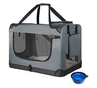 Juskys Boîte de transport pliable pour chiens, chats et animaux domestiques - 56 x 81 x 58 cm, avec couverture, sac et poignées