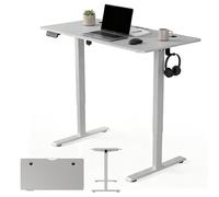 Juskys Bureau à Hauteur réglable de 120 x 60 cm - Bureau Assis/Debout à réglage électrique continu, Fonction mémoire - Blanc