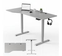 Juskys Bureau à Hauteur réglable de 160 x 75 cm - Bureau Assis/Debout à réglage électrique continu, Fonction mémoire - Blanc
