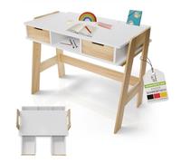 Juskys Bureau Enfant Fietje - Bureau Réglable en Hauteur avec 2 Tiroirs - Matériau Robuste et Antirayures - Grand Espace de Rangement