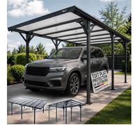 Juskys Carport 5 x 3 m avec toit plat gris anthracite - abri voiture extérieur