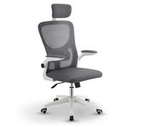 Juskys Chaise de bureau Baltimore ergonomique réglable hauteur pivotante accoudoirs roulettes Gris bureau