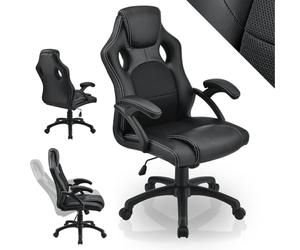 Juskys Chaise de Bureau Montreal Racing réglable en Hauteur de manière Ergonomique et rembourrée avec Une capacité de Charge de 120 kg Chaise de Bureau pivotante Chaise de Jeu PC (Noir)