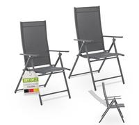 Juskys Chaise de Jardin Calena - Lot de 2 - Dossier 7 Positions, Pliable - Structure Acier thermolaqué, Tissu Respirant & Confortable