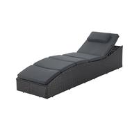Juskys Chaise Longue de Jardin Lamia Pliante, en polyrotin, avec Support, appuie-tête réglable, Charge maximale de 160 kg - Chaise Longue extérieure de Jardin et Balcon, Noir