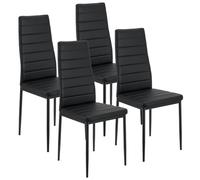 Juskys Chaises de Salle à Manger Loja par 4, Ensemble de chaises de Salle à Manger - chaises de Cuisine avec revêtement en Similicuir - Dossier Haut, Structure Robuste - Couleur Noire