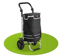 Juskys Chariot à provisions 3 en 1 à 2 Roues pour Le Shopping - Sac Amovible de 56 L - Chariot Pliable & Moderne - Diable, Chariot de Courses, Noir