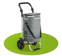 Juskys Chariot à provisions 3 en 1 à 2 Roues pour Le Shopping - Sac Amovible de 56 L - Chariot Pliable & Moderne - Diable, Chariot de Courses, Gris