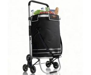 Juskys Chariot à provisions 3 en 1 Monte-escalier - 56 l, Moderne & Pliable - Chariot de Courses pour Faire du Shopping et Monter Les marches - Diable & Sac - Caddie Noir